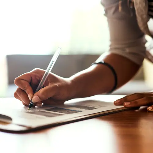 Written form being completed